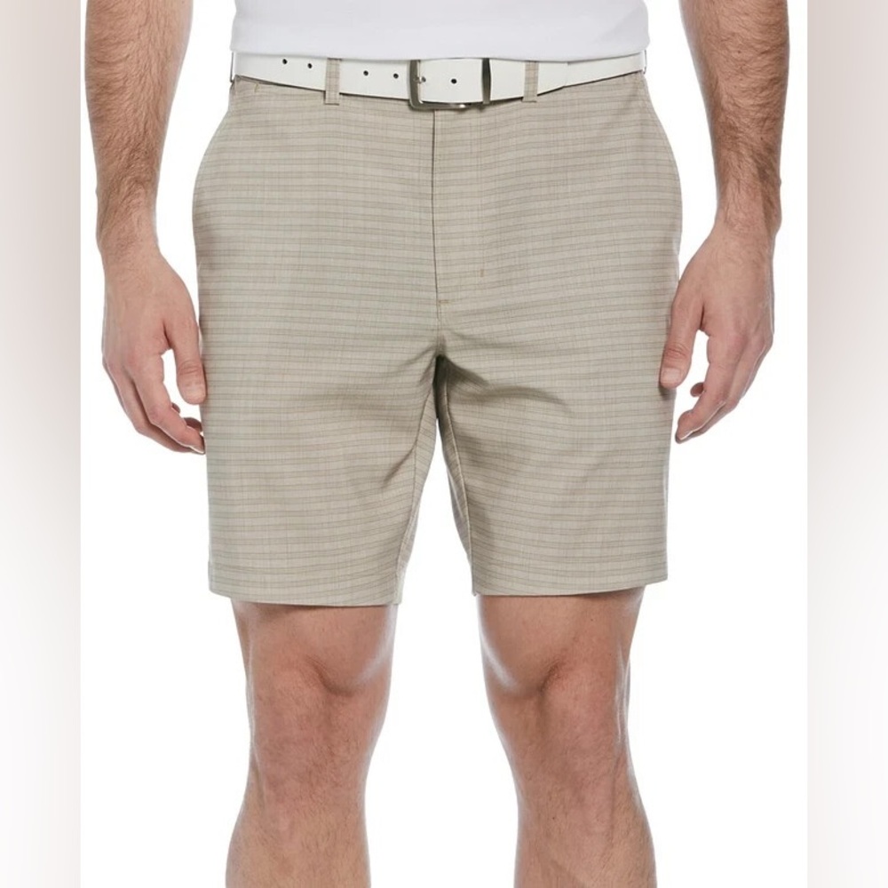 PGA TOUR Stretch Striped Golf Shorts Men's 30 Chinchilla Zip & Button Closure